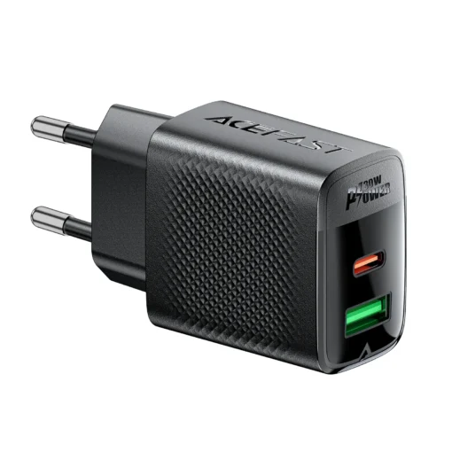 Acefast Универсално зарядно за стена Charger Wall GaN PD 30W - A98 - USB-C x 1, USB-A x 1, Black - Image 3