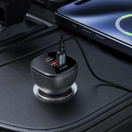 Acefast зарядно за кола Fast Charger Car PD3.1 165W - B14 - USB-C x 2, USB-A x 1, Black - Image 5