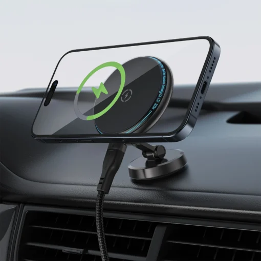 Acefast Зареждаща стойка за телефон за кола Car phone holder - MAG-Charging 15W, Metal, Magnetic Ring, 360 deg, Foldable  - D30 - Black - Image 5