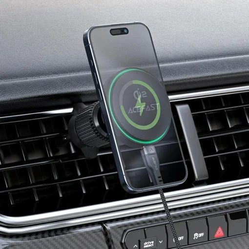 Acefast Стойка за телефон за кола Car phone holder - for Air vent, Magnetic Qi2 Wireless Charging - D33 Qi2 - Black - Image 5