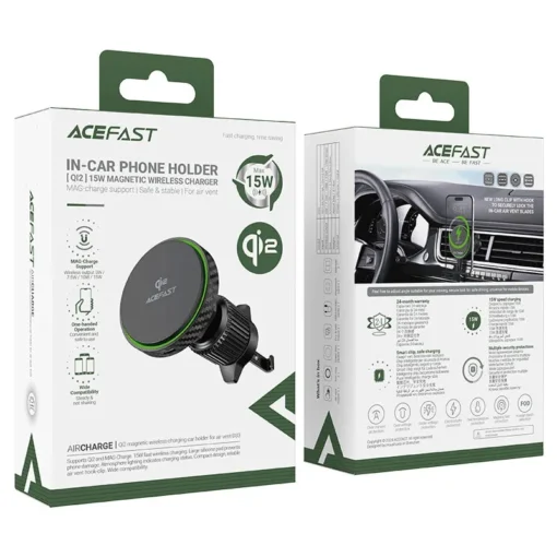 Acefast Стойка за телефон за кола Car phone holder - for Air vent, Magnetic Qi2 Wireless Charging - D33 Qi2 - Black - Image 6