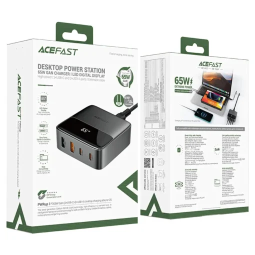 Acefast настолно зарядно за стена Desktop Wall Charger PD65W GaN Z6, USB-C x 2, USB-A x 2 - Image 6