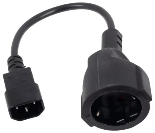 VCom захранващ кабел Cable Power Ext IEC 320 C14 / SCHUKO F 0.2m 16A Black - CE002-CU1.5mm-0.2m - Image 2