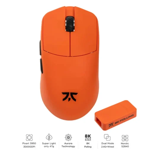 Lamzu професионална геймърска мишка MAYA X 8K - Wireless Gaming Mouse - Fnatic Special Edition Orange - Image 5