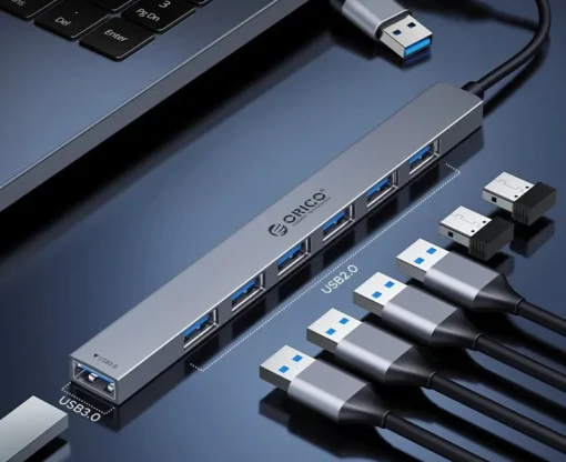 Orico хъб HUB USB-C/USB-A 7 port - USB3.0 x 1, USB2.0 x 6 - YSA2-U3-GY - Image 4