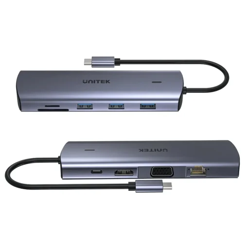 Unitek докинг станция Type-C Docking Station PD3.0 100W - HDMI, USB-C x 1, USB3.0 x 3, LAN, SD, VGA - D1113A - Image 3