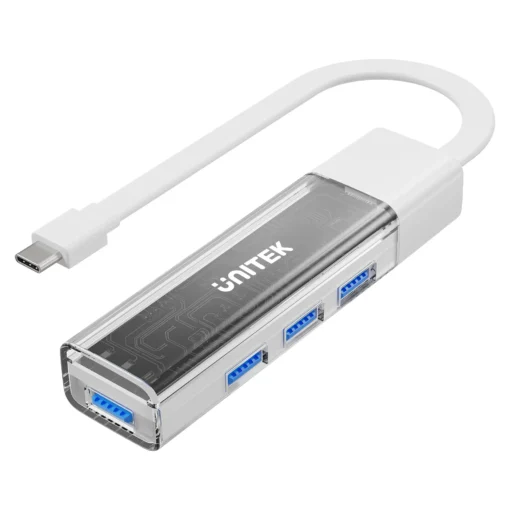 Unitek хъб USB-C/USB-A 3.0 HUB 4 port Bi-Directional Detachable Cable White - H1319AWH01