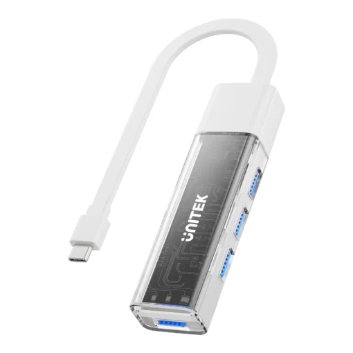 Unitek хъб USB-C/USB-A 3.0 HUB 4 port, Bi-Directional, Detachable Cable, White - H1319AWH01 - Image 2