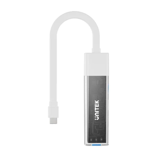 Unitek хъб USB-C/USB-A 3.0 HUB 4 port, Bi-Directional, Detachable Cable, White - H1319AWH01 - Image 4