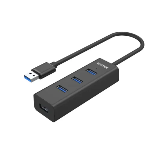 Unitek хъб USB3.0 HUB 4 port 1.2m cable aux USB-C power input - Y-3089V01