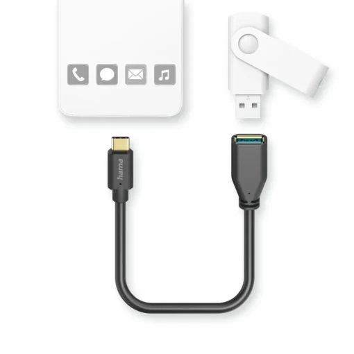 HAMA Адаптер OTG  USB-C мъжко - USB-A женско, 0.15m, черен - Image 2