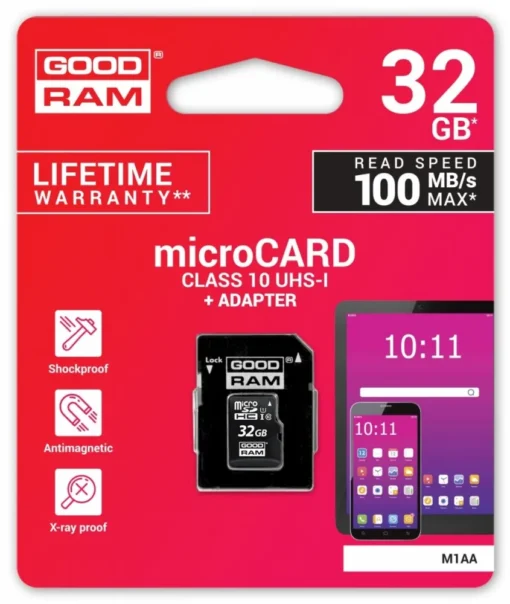 GOODRAM памет card microSDHC 32GB CL10 + adapter