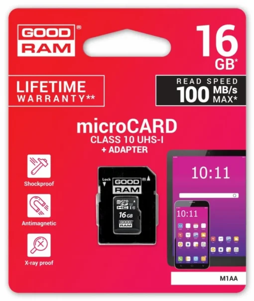 GOODRAM Card microSDHC 16GB CL10 + adapter