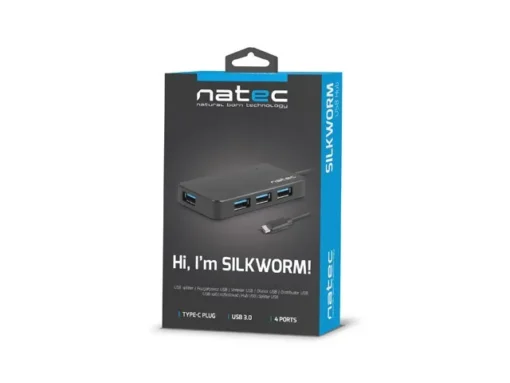 Natec Hub USB3.0 4-Port Silkworm black USB-C - Image 2