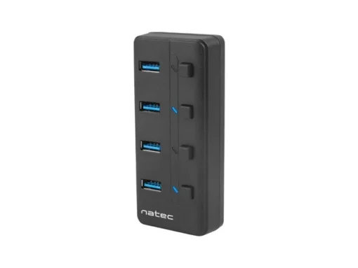 Natec USB Hub 4 Mantis 2 USB 3.0 ports with switch + захранващ блок