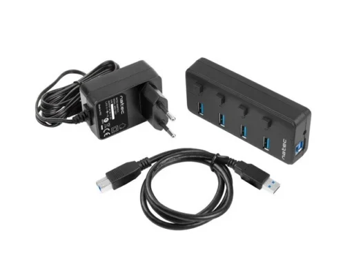 Natec USB Hub 4 Mantis 2 USB 3.0 ports with switch + захранващ блок - Image 5