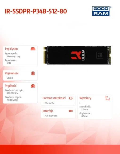 GOODRAM IRDM 512GB M.2 PCIe 3x4 NVMe 2280 3300/2000 - Image 3