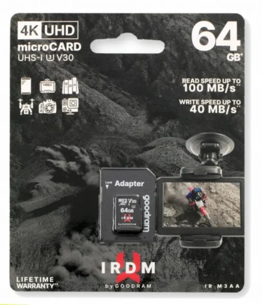 GOODRAM microSD IRDM card 64GB UHS-I U3 adapter