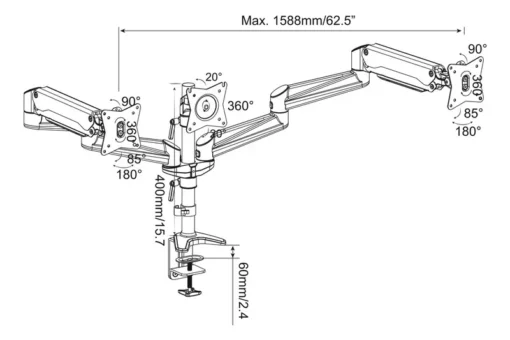 Digitus Clamb Mount 3xLCD max. 27 max. 6kg - Image 3