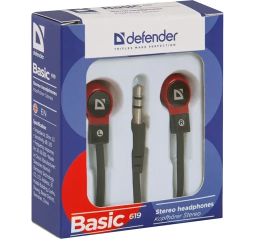 Defender Wired earphones BASIC 619 black-red - Image 2