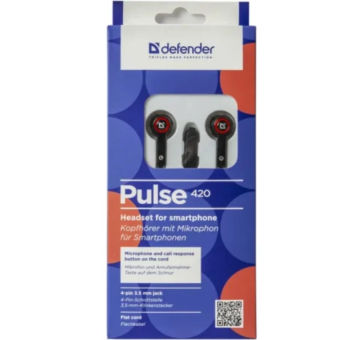 Defender Wired earphones PULSE 420 black-red - Image 2