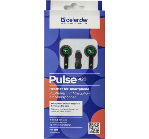 Defender Wired earphones PULSE 420 black-green - Image 4