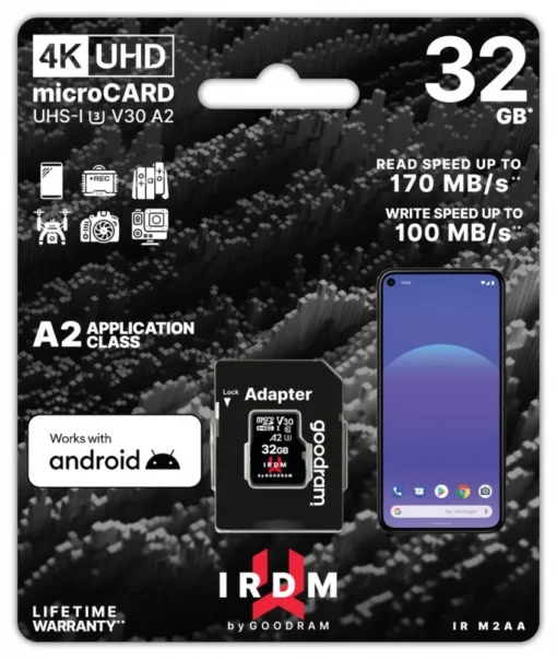 GOODRAM памет card microSD IRDM 32GB UHS-I U3 A2 + adapter