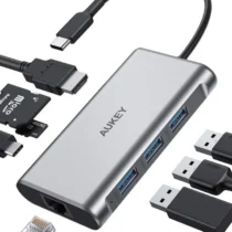 AUKEY CB-C91 aluminium USB-C Hub 8in1 RJ45 Eth