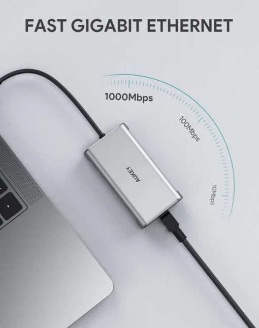 AUKEY CB-C91 aluminium USB-C Hub 8in1 RJ45 Eth - Image 5