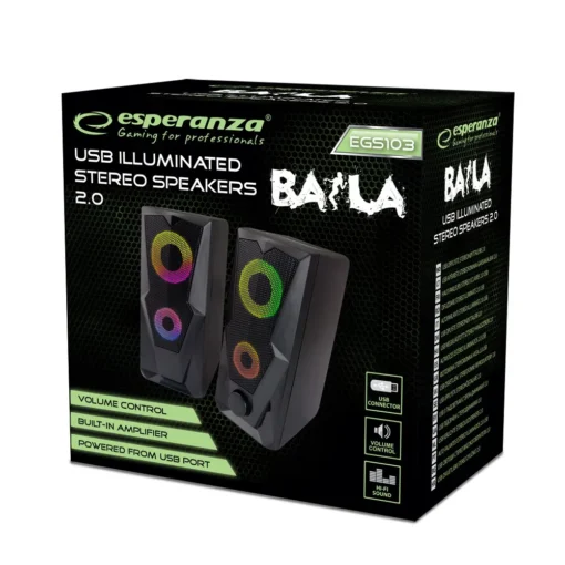 Esperanza USB SPEAKER 2.0 LED RAINBOW BAILA - Image 2