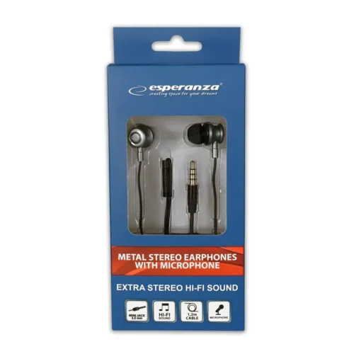 Esperanza METAL EARPHONES WITH MICROPHONE BLACK - Image 3