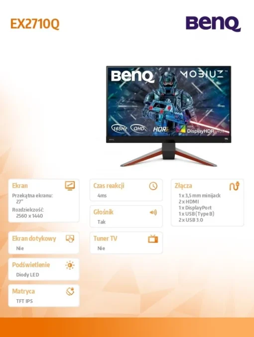 Benq Monitor 27 inch EX2710Q LED 4ms/20mln:1/HDMI/IPS - Image 5