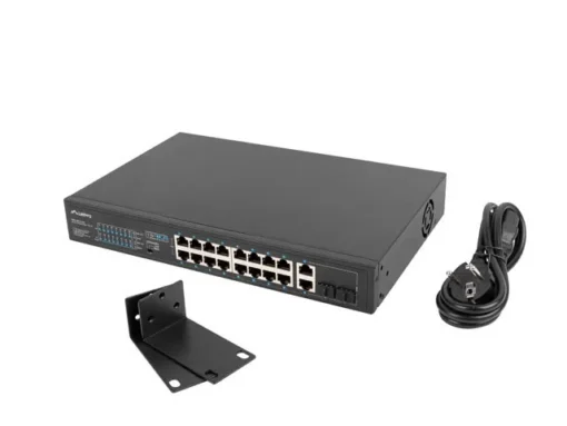 Lanberg Switch 16X 100MB POE+/2X Combo unmanaged rack 19 inch Gigabit Ethernet 250W - Image 2