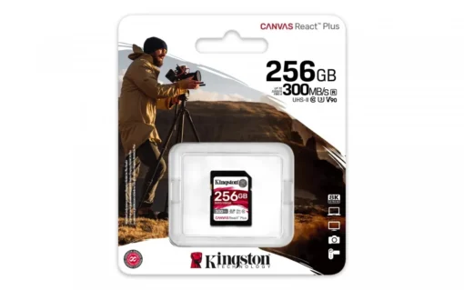 Kingston памет card SD 256GB Canvas React Plus 300/260 UHS-II U3 - Image 3