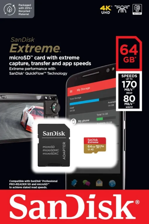 SanDisk Extreme microSDXC 64GB 170/80 MB/s A2 V30 U3 - Image 2