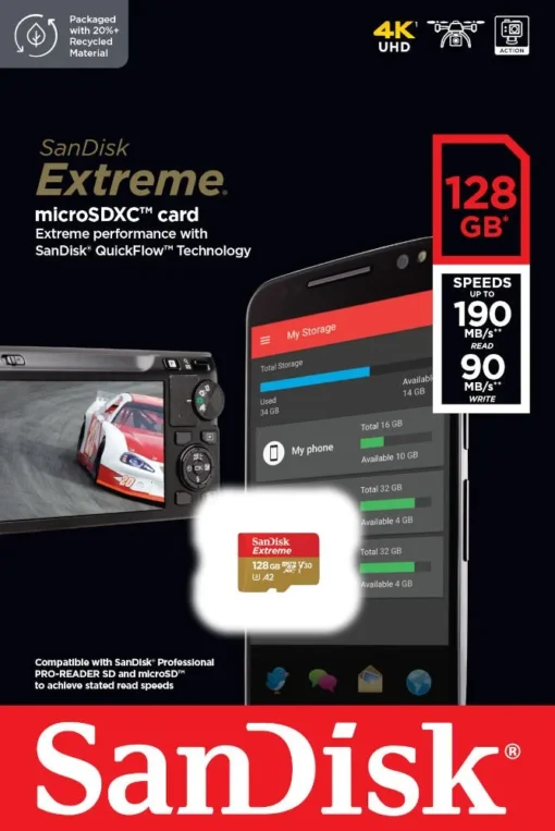 SanDisk Extreme microSDXC 128GB 190/90 MB/s A2 V30 U3 - Image 2