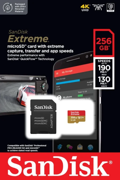 SanDisk Extreme microSDXC 256GB 190/130 MB/s A2 V30 U3 - Image 2