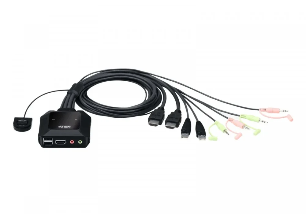 ATEN 2-Port USB 4K HDMI кабел KVM Switch with Remote Port Selector