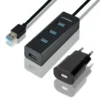 AXAGON Charging Hub HUE-S2BP 4x USB 3.2 Gen 1 1.2m Cable MicroUSB Charging Incl. AC Adapter