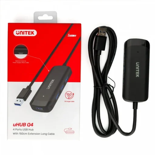 Unitek HUB USB-C, 4x USB-A 3.1, cable 150cm, H1111E - Image 2