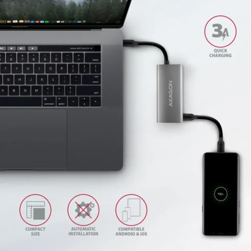 AXAGON Hub HMC-4G2 2x USB-A + 2x USB-C, USB-C 3.2 Gen 2 10Gbps, 13cm USB-C cable - Image 2