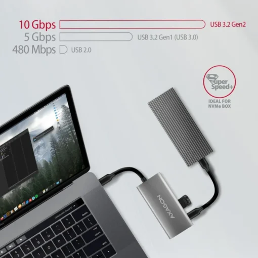 AXAGON Hub HMC-4G2 2x USB-A + 2x USB-C, USB-C 3.2 Gen 2 10Gbps, 13cm USB-C cable - Image 5