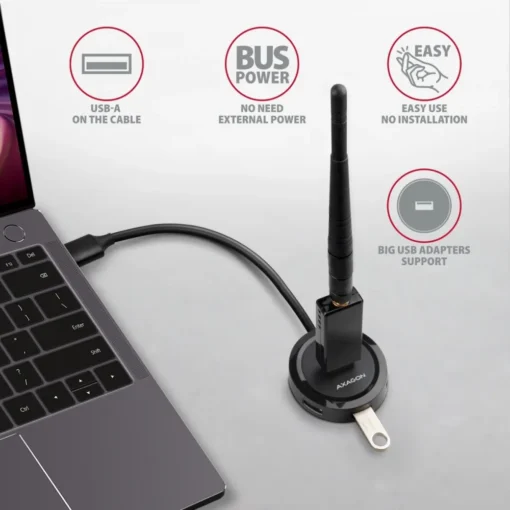 AXAGON Hub HUE-P1A 4x USB3.2 Gen 1 ROUND, micro USB power IN, 30cm USB-A cable - Image 3