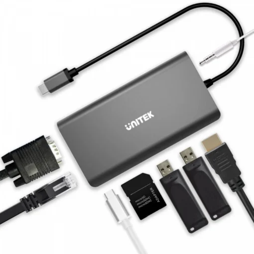 Unitek HUB 8-in-1 USB-C 3.1, PD 100W, D1019B - Image 2