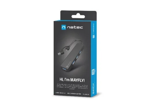 Natec USB-C 3.0 Hub 4-Port Mayfly black + adapter - Image 2