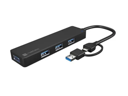 Natec USB-C 3.0 Hub 4-Port Mayfly black + adapter - Image 3