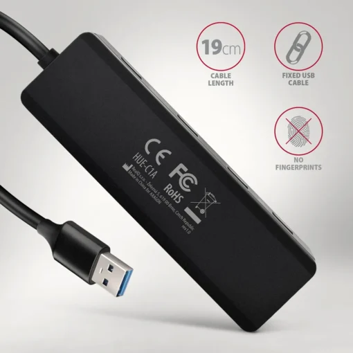 AXAGON HUE-C1A, HUB 4-port USB 3.2 Gen 1 19cm cable - Image 5