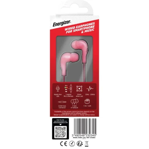 Energizer Wired слушалки 3,5 mm jack pink - Image 2