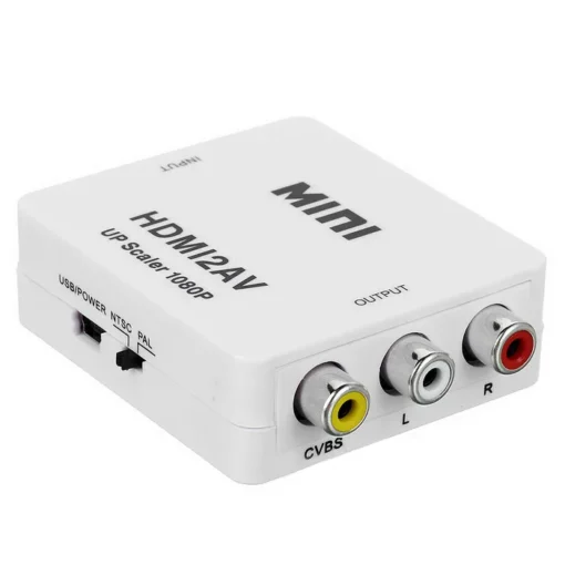 Адаптер (преходник) Конвертор, No brand, HDMI към AV (3RCA), Бял - 18301 - Image 2