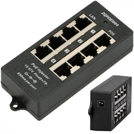 Extralink PoE Injector 4 ports in black case - Image 2